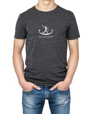 William Henry logo t-shirt in dark heather grey with white print