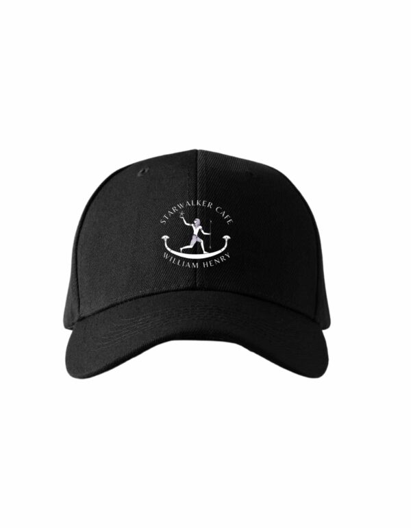 Starwalker Cafe black baseball hat with embroidered front logo