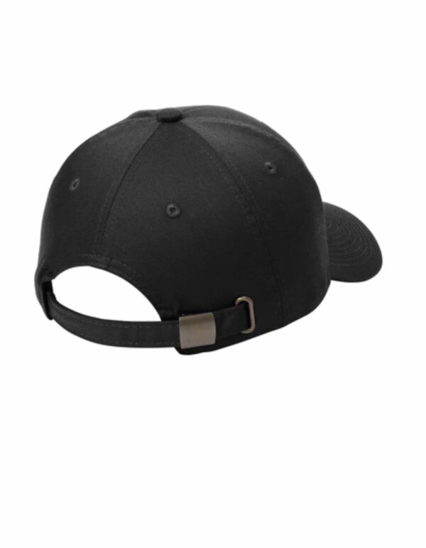 Back of Starwalker Cafe black baseball hat with adjustable strap