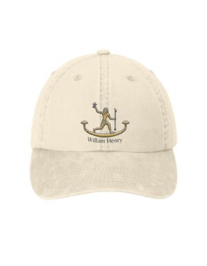 William Henry tan baseball cap with embroidered logo