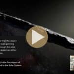 Interstellar object streaking through space with ancient Egyptian glyphs overlaid