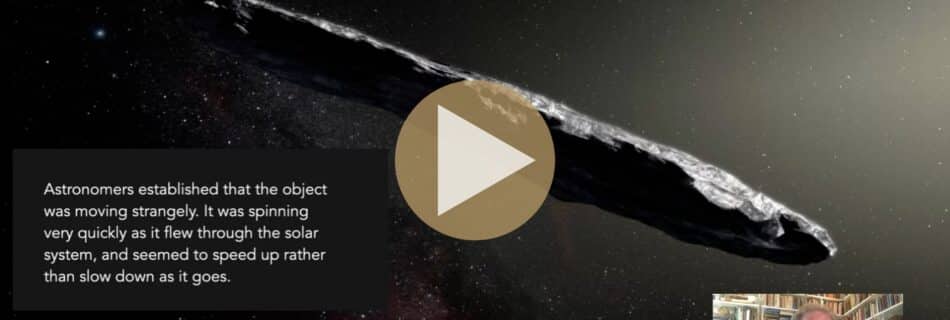 Interstellar object streaking through space with ancient Egyptian glyphs overlaid